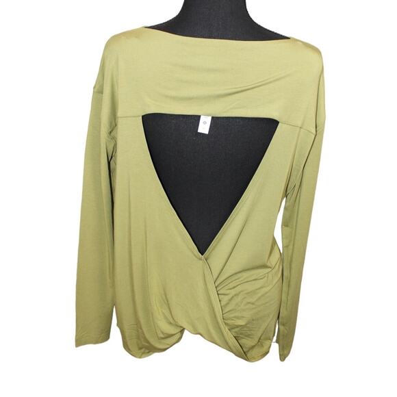 Lululemon Modal-Blend Open-Back Long Sleeve Shirt Olive Green Size 8 - Picture 3 of 4